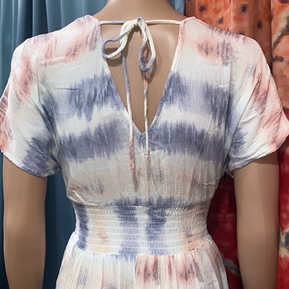 Y2k, 90s Small Maxi Tie Dye Flowy Striped Dress - Picture 7 of 8